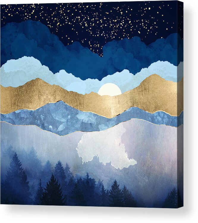 Midnight Acrylic Print featuring the digital art Midnight Forest by Spacefrog Designs