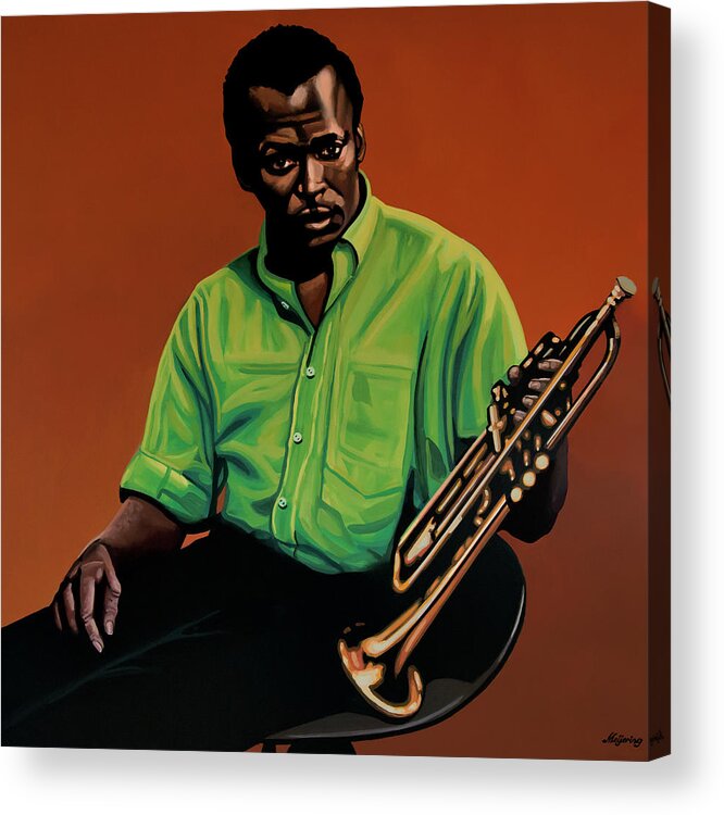 Miles Davis Acrylic Print featuring the painting Miles Davis Painting 2 by Paul Meijering