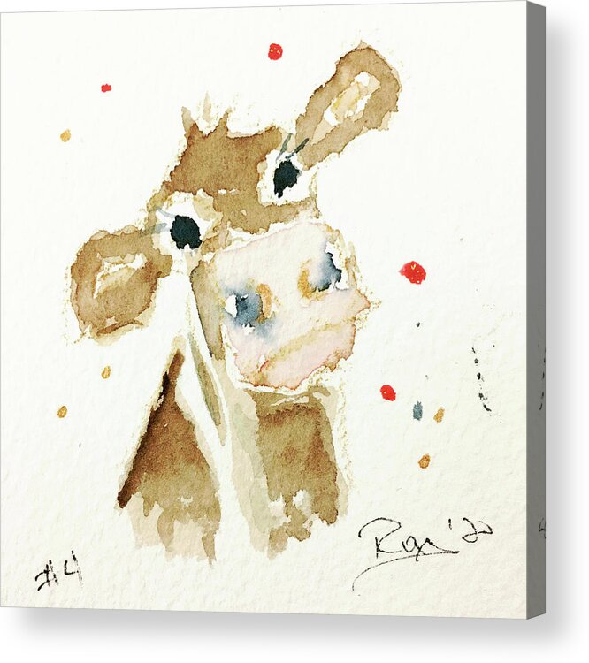 Cow Acrylic Print featuring the painting Mini Cow 4 by Roxy Rich
