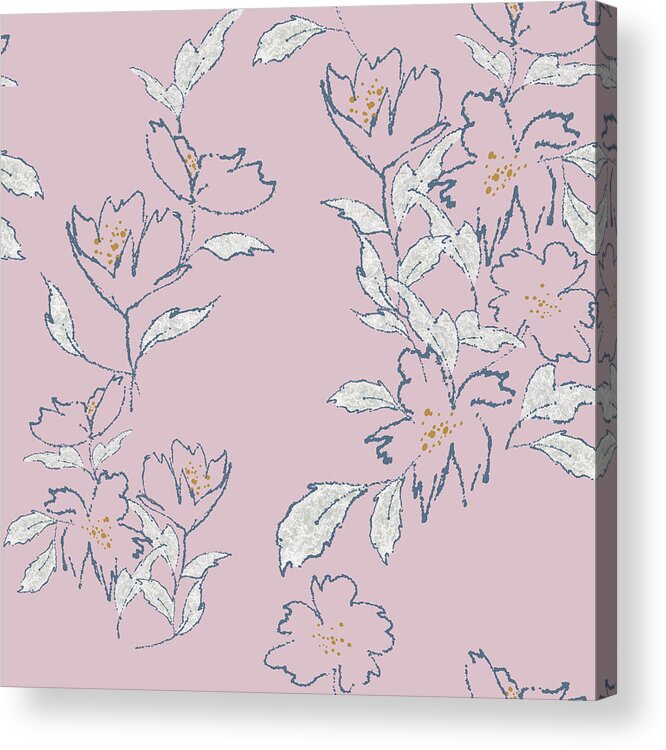 Minimal Acrylic Print featuring the digital art Minimal Free Flowing Floral Pink by Sand And Chi
