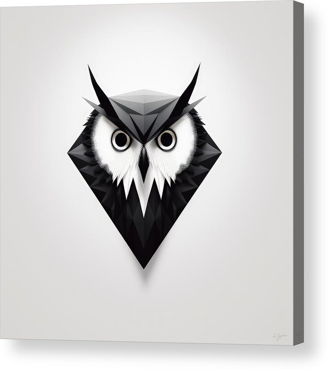 Owl Modern Art Acrylic Print featuring the painting Minimalist Owl by Lourry Legarde