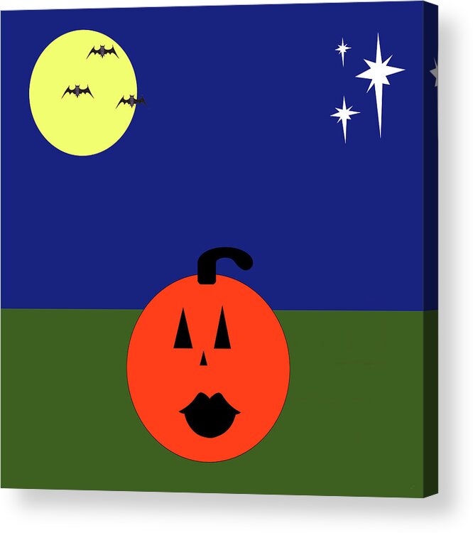 Pumpkin Acrylic Print featuring the digital art Miss Pumpkin Spice by Kathy K McClellan
