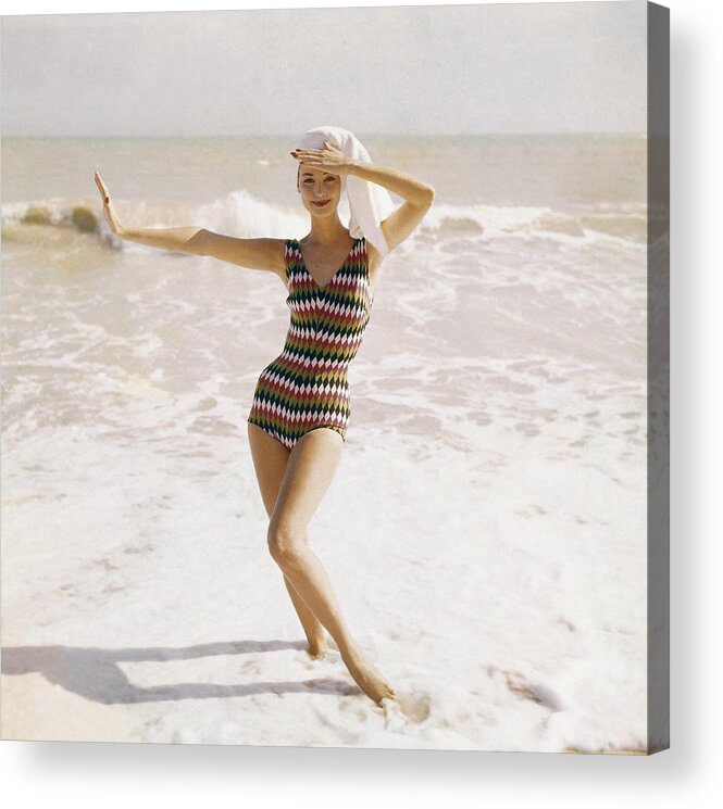 Fashion Acrylic Print featuring the photograph Model in Imports International Bathing Suit by Roger Prigent