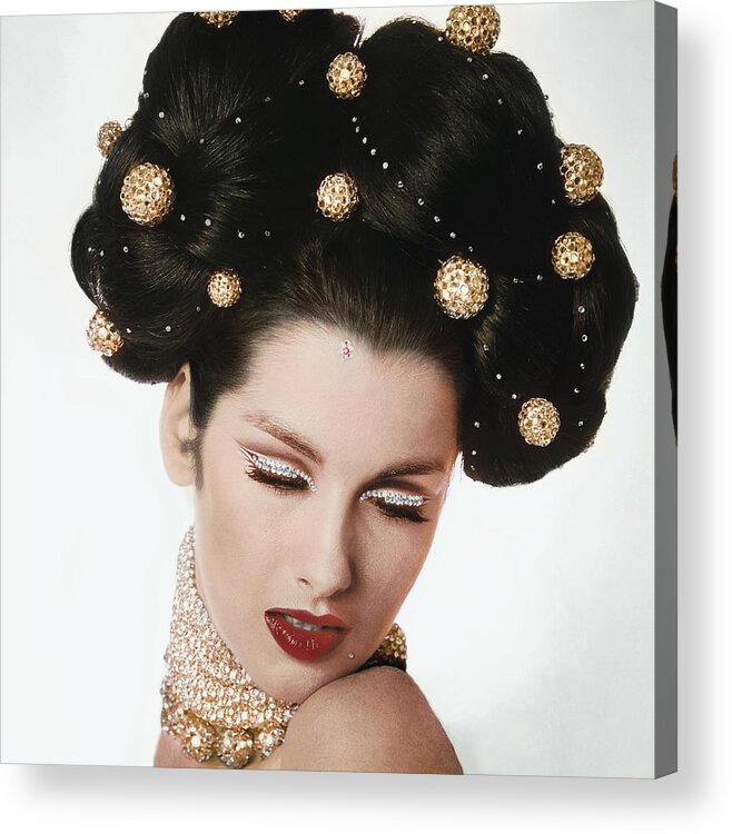 Beauty Acrylic Print featuring the photograph Model Wearing Elizabeth Arden Make-up by Bert Stern