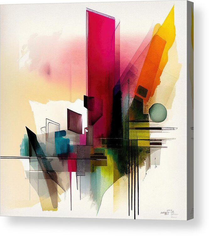 Abstract Acrylic Print featuring the painting Modern Civilization by My Head Cinema