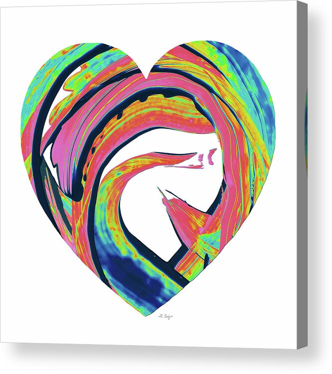 Heart Acrylic Print featuring the painting Modern Colorful Heart Love Art by Sharon Cummings