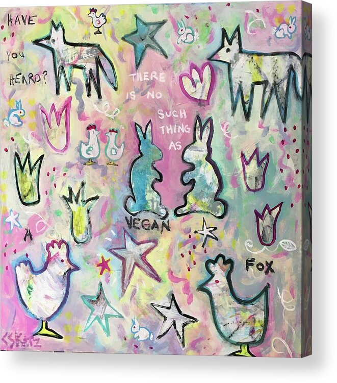 Bunnies Acrylic Print featuring the painting Modern Fairy Tale by Cyndie Katz