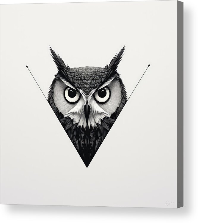 Owl Modern Art Acrylic Print featuring the painting Modern owl illustrations by Lourry Legarde