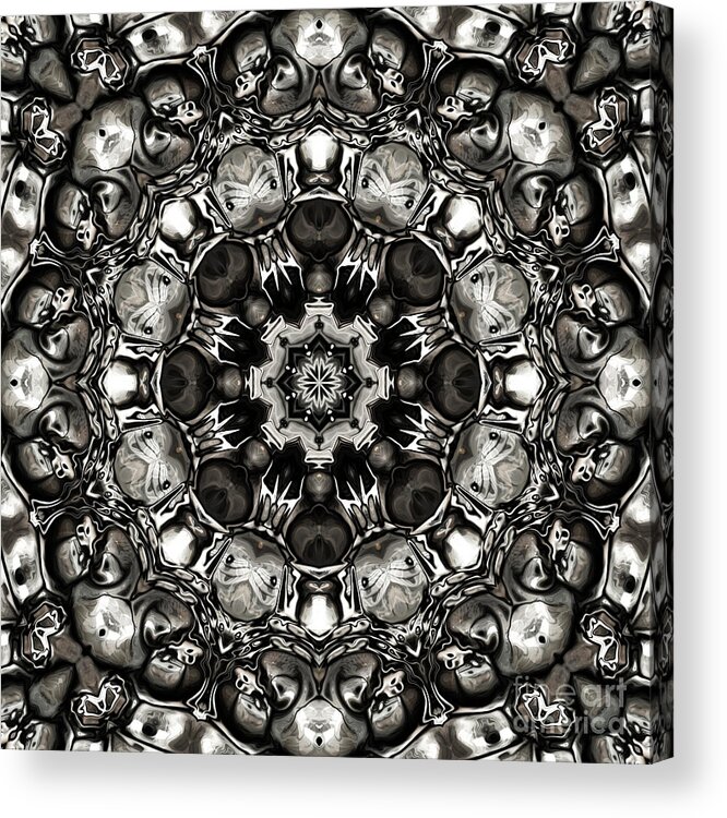 Mandala Acrylic Print featuring the digital art Monotone Mandala by Phil Perkins