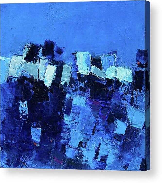Abstract Acrylic Print featuring the painting Mood in Blue by Elise Palmigiani