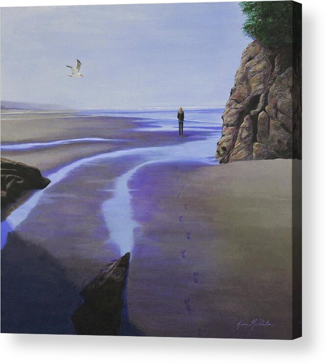 Kim Mcclinton Acrylic Print featuring the painting Low Tide on Moonstone Beach by Kim McClinton