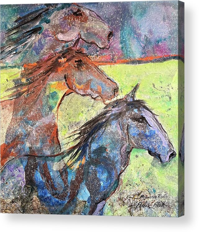 Wild Horses Acrylic Print featuring the painting Morning Run by Elaine Elliott