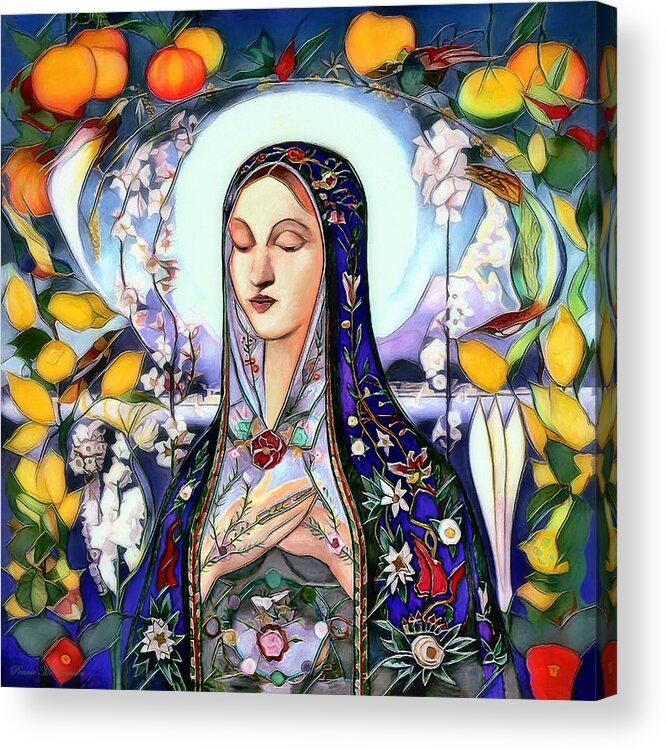 The Virgin Mary Acrylic Print featuring the digital art Mother Mary by Pennie McCracken