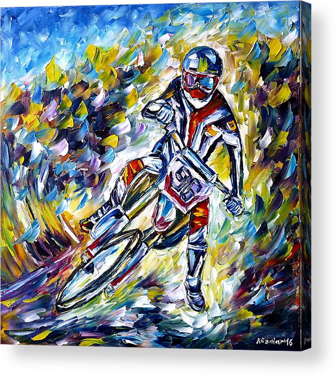 I Love Motocross Acrylic Print featuring the painting Motocross II by Mirek Kuzniar