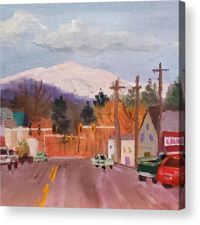 Mount Washington Acrylic Print featuring the painting Mount Washington Over Main Street by Sharon E Allen
