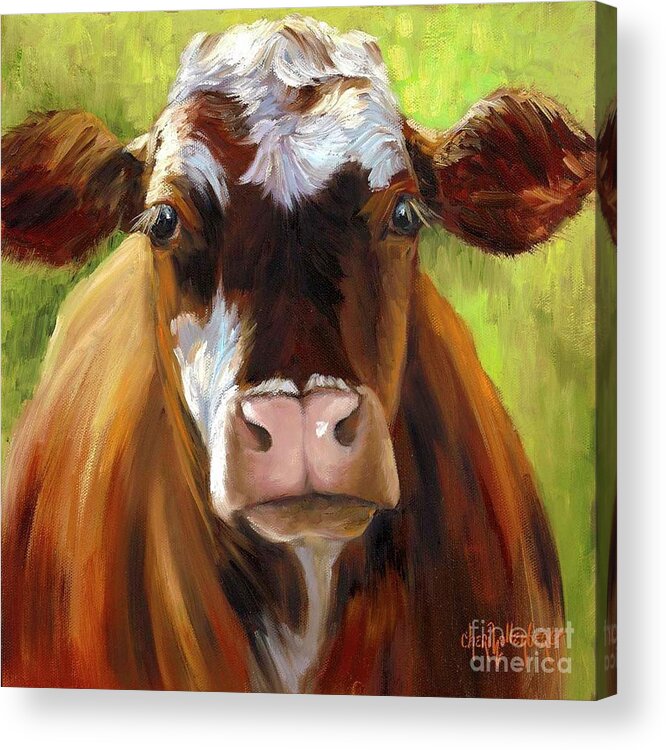 Cow Acrylic Print featuring the painting Mozart II by Cheri Wollenberg