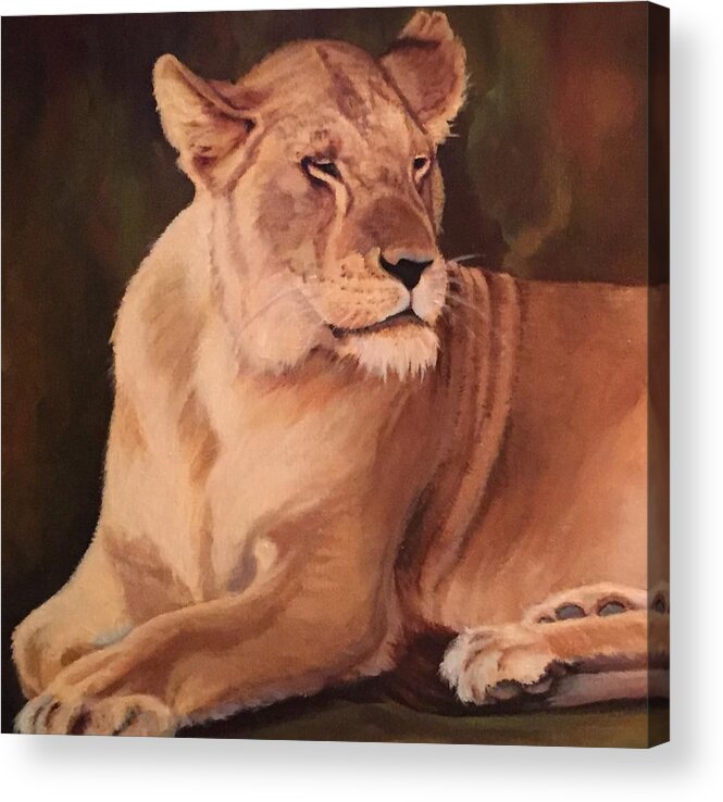 Lioness Acrylic Print featuring the painting Narla by Judy Rixom