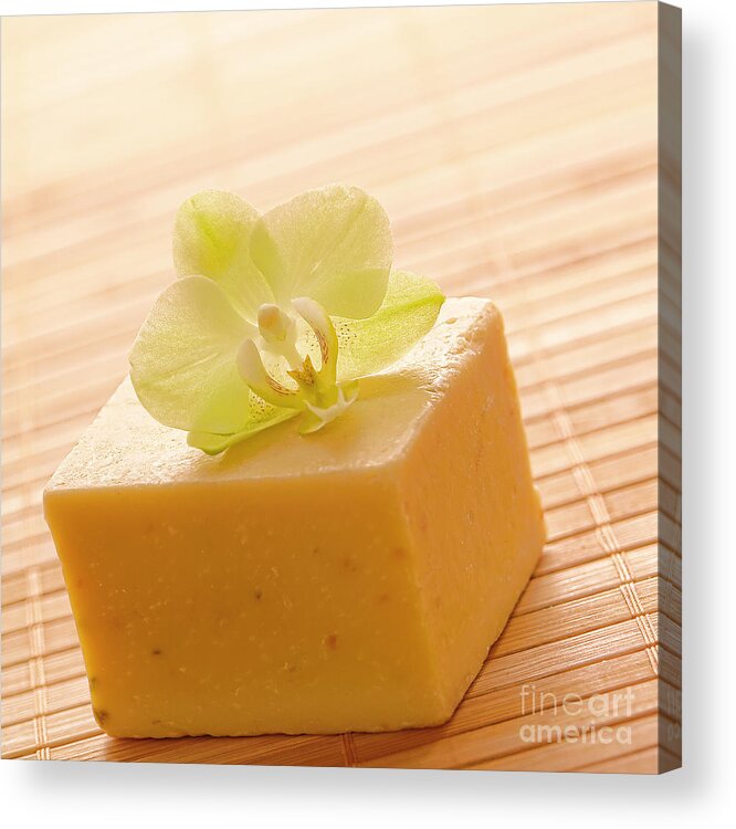 Aromatherapy Acrylic Print featuring the photograph Natural Aromatherapy Artisanal Soap in a Spa by Olivier Le Queinec