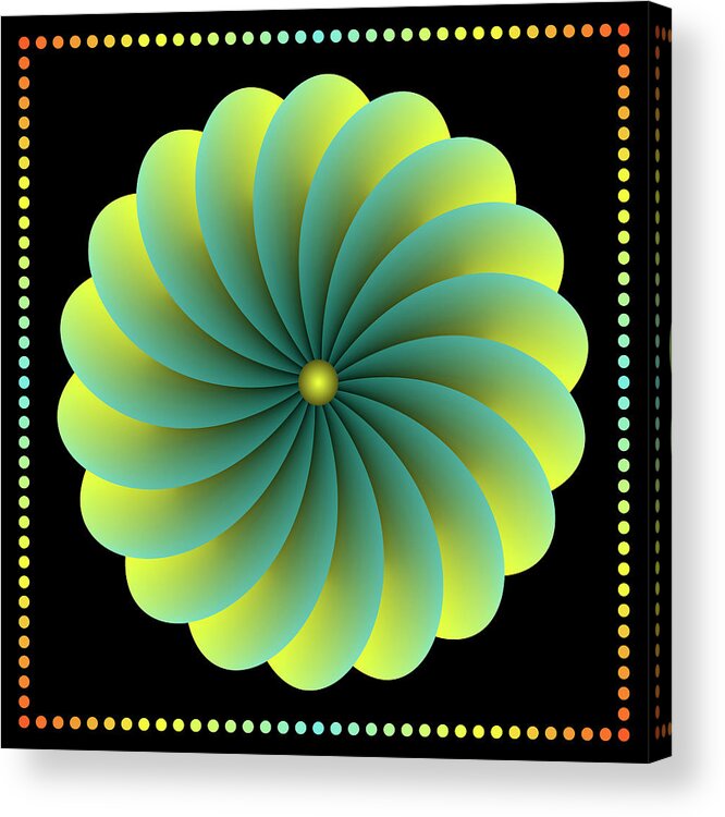 Illuminated Abstract Acrylic Print featuring the digital art Neon Night Spin-Daisy by Becky Titus
