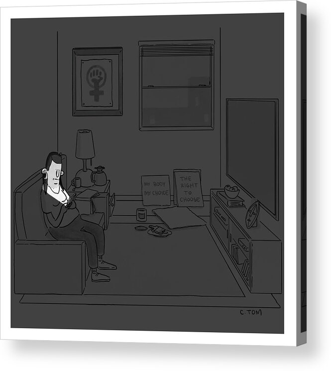 Captionless Acrylic Print featuring the drawing New Yorker June 24, 2022 by Colin Tom