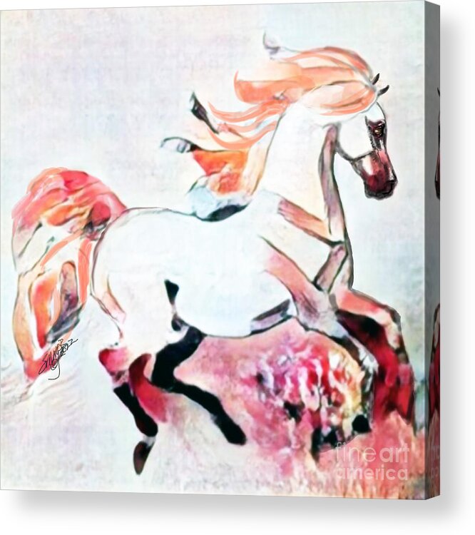 Equestrian Art Acrylic Print featuring the digital art NFT Cantering Horse 004 by Stacey Mayer by Stacey Mayer
