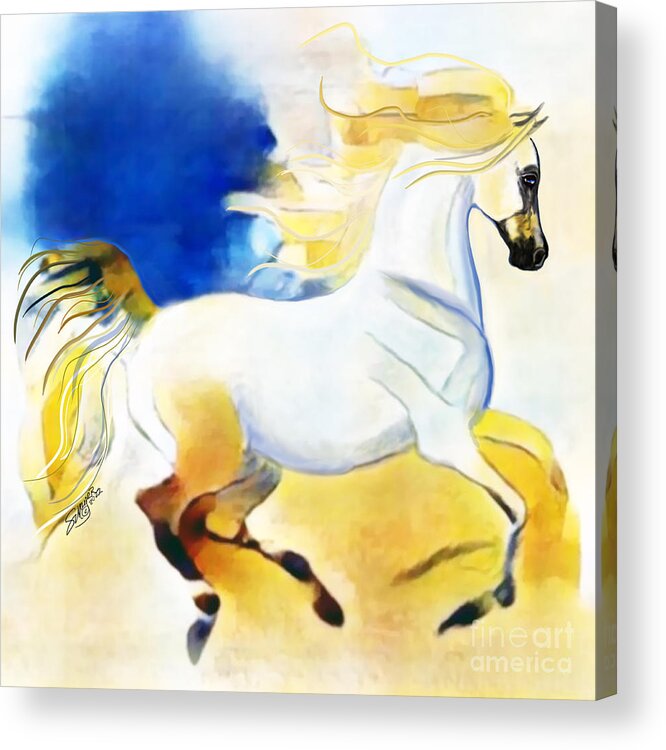 Equestrian Art Acrylic Print featuring the digital art NFT Cantering Horse 008 by Stacey Mayer by Stacey Mayer