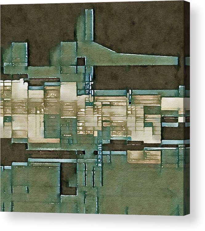 Architecture Acrylic Print featuring the digital art Night Crane 2 by David Hansen