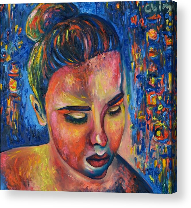 Female Acrylic Print featuring the painting Night Pondering by Chiara Magni