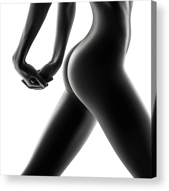 Woman Acrylic Print featuring the photograph Nude bodyscape on white 02 by Johan Swanepoel
