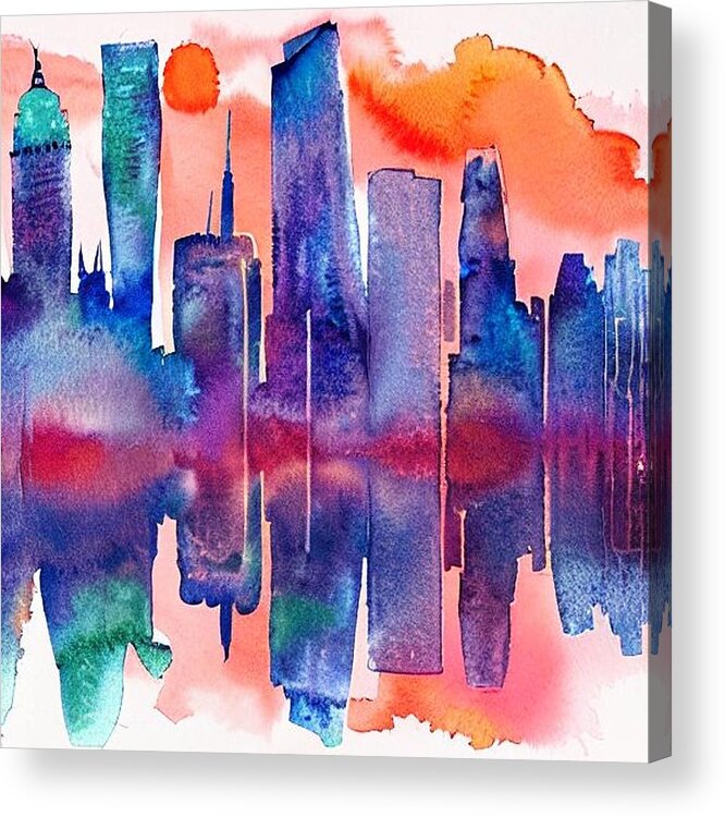 Nyc Acrylic Print featuring the painting NYC, New York Equinox by Christopher Lotito