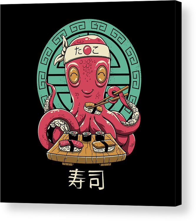 Octopus Acrylic Print featuring the digital art Octo Sushi by Vincent Trinidad