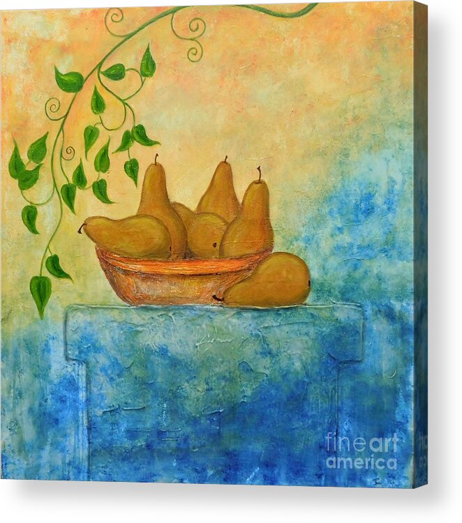 Pears Acrylic Print featuring the painting Old World Pears Fresco by Irene Czys