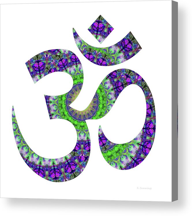 Om Symbol Acrylic Print featuring the painting Om 8 - Meditation Art - Sharon Cummings by Sharon Cummings