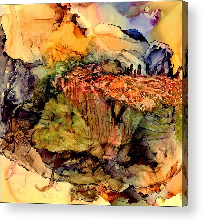 Alcohol Ink Acrylic Print featuring the painting On the bright side by Angela Marinari