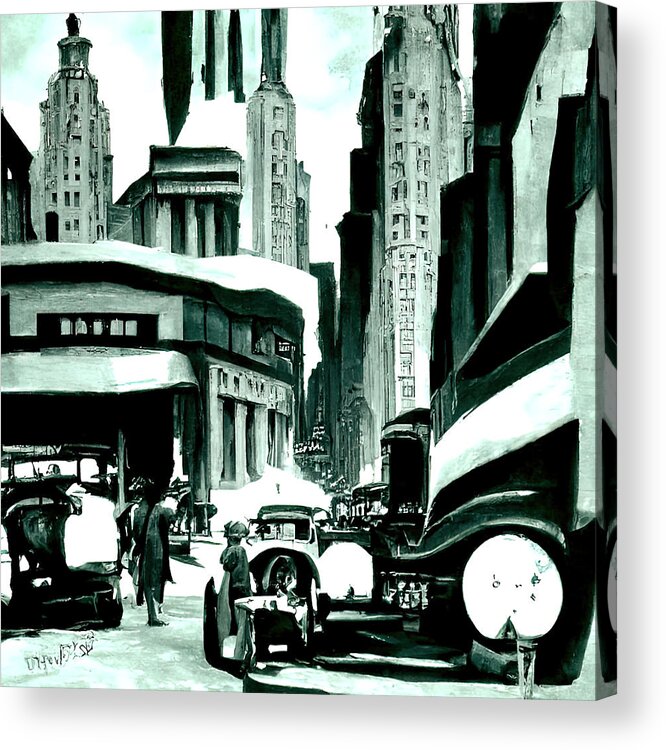 Streets Acrylic Print featuring the painting On the streets of New York City, 12 by AM FineArtPrints