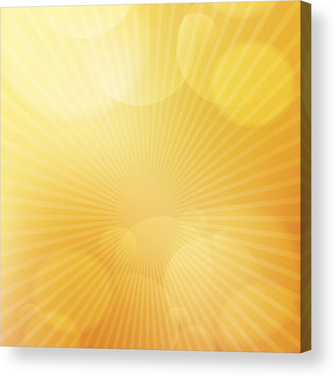 Orange Color Acrylic Print featuring the drawing Orange bright glow background with light rays by Iconeer