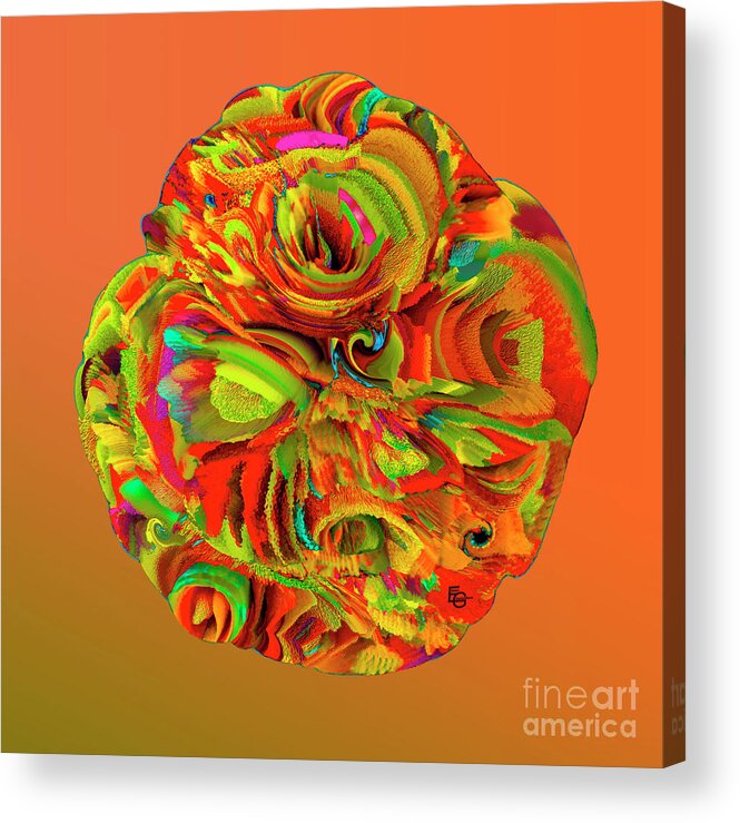 Flower Acrylic Print featuring the mixed media Orange Fantasy by Elena Gantchikova