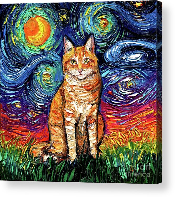 Orange Tabby Acrylic Print featuring the painting Orange Tabby Seated by Aja Trier