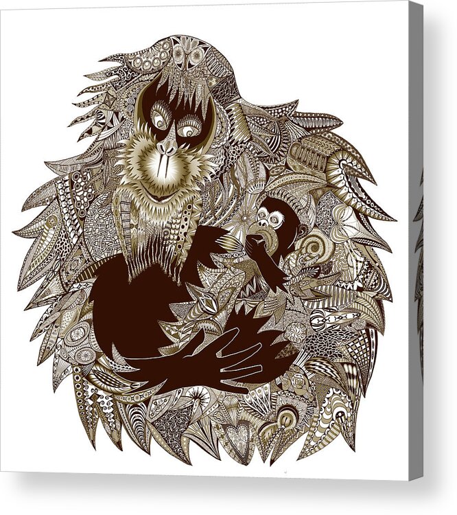 Orangutan Acrylic Print featuring the digital art Orangutan Mama by Hone Williams