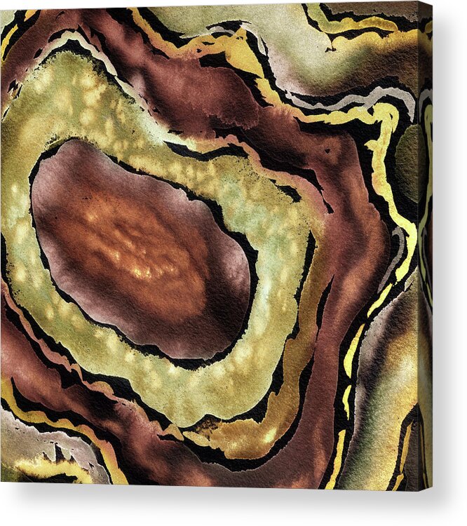 Brown Abstract Acrylic Print featuring the painting Organic Lines Of Terra Beige Brown Stone Texture III by Irina Sztukowski