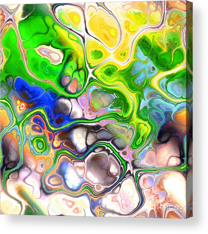 Colorful Acrylic Print featuring the digital art Paijo - Funky Artistic Colorful Abstract Marble Fluid Digital Art by Sambel Pedes
