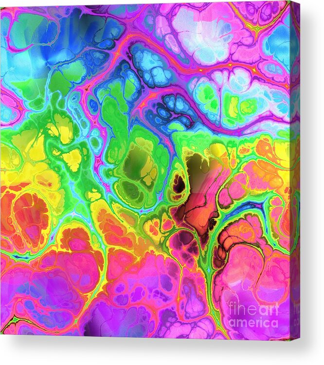 Colorful Acrylic Print featuring the digital art Paino - Funky Artistic Colorful Abstract Marble Fluid Digital Art by Sambel Pedes