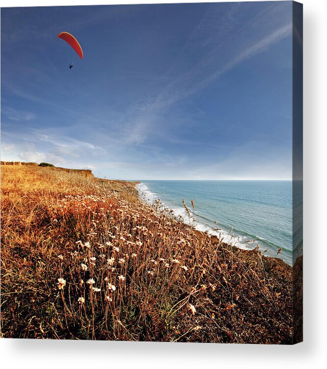 People Acrylic Print featuring the photograph Paragliding by s0ulsurfing - Jason Swain