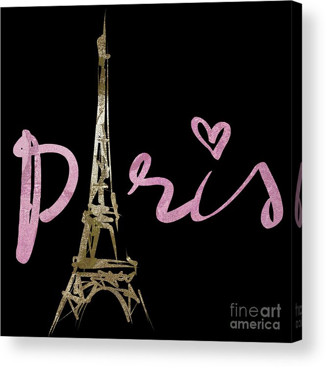 Pink Paris Acrylic Print featuring the painting Paris Love by Mindy Sommers