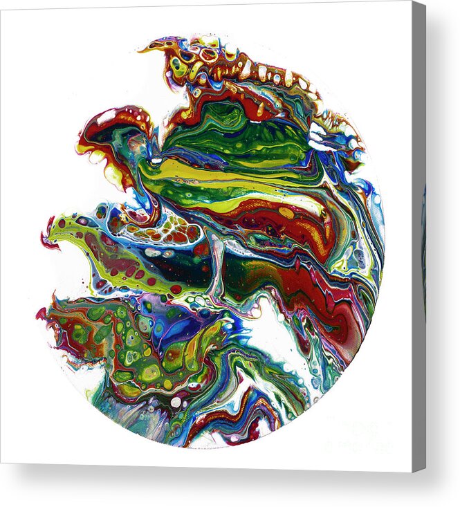 Poured Acrylic Painting Acrylic Print featuring the painting Parrots by Jane Crabtree