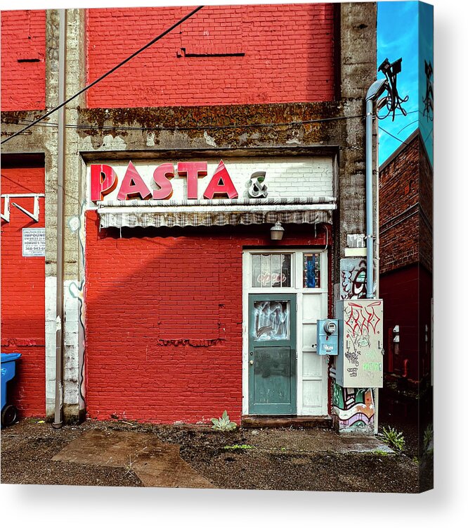 Alley Acrylic Print featuring the photograph Pasta in Oly by Frank Winters