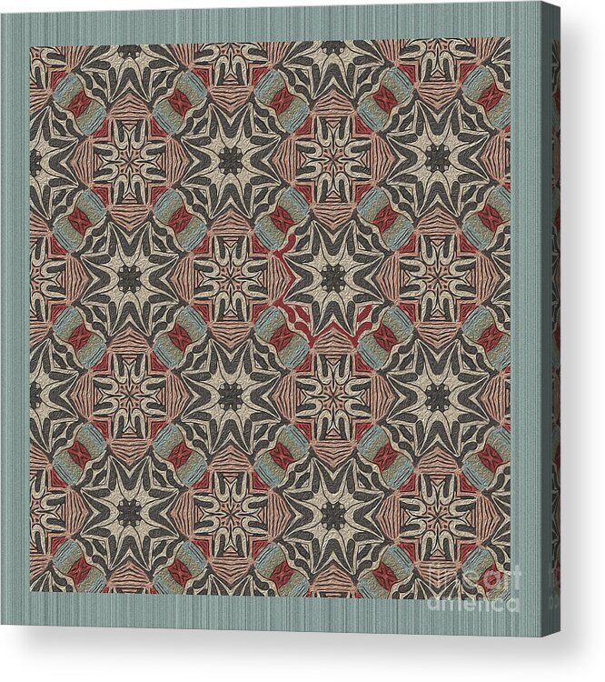 Kaleidoscope Acrylic Print featuring the digital art Pattern inspired by Arts and Crafts movement by Bentley Davis