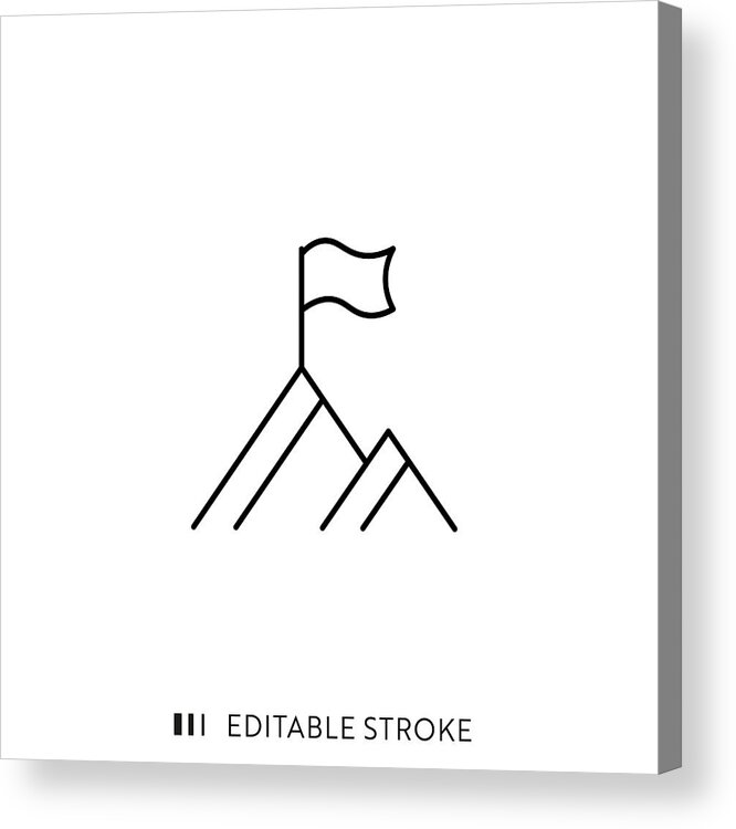 Stroking Acrylic Print featuring the drawing Peak Icon with Editable Stroke and Pixel Perfect. by Esra Sen Kula