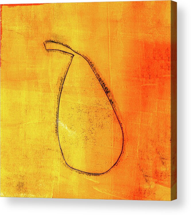 Carol Leigh Acrylic Print featuring the painting Pear in Yellow and Orange by Carol Leigh