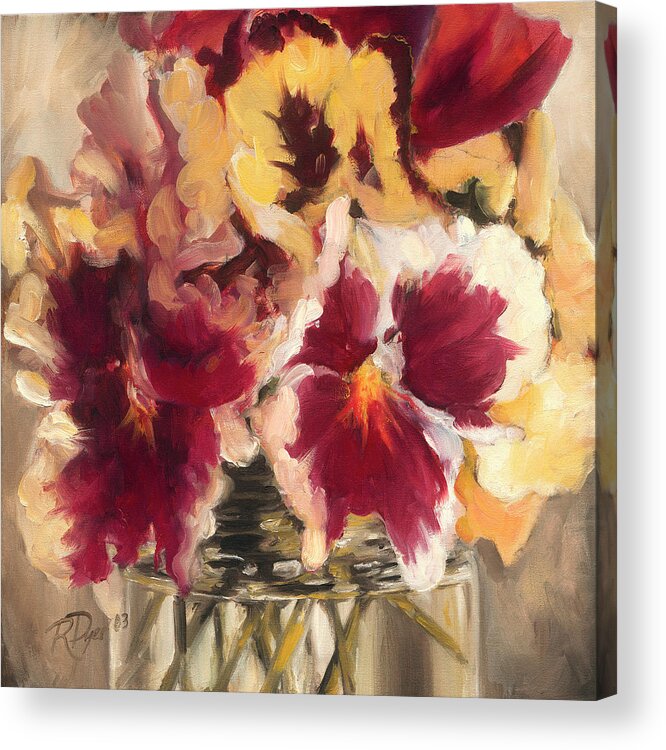 Flowers Acrylic Print featuring the painting Pensee by Roxanne Dyer